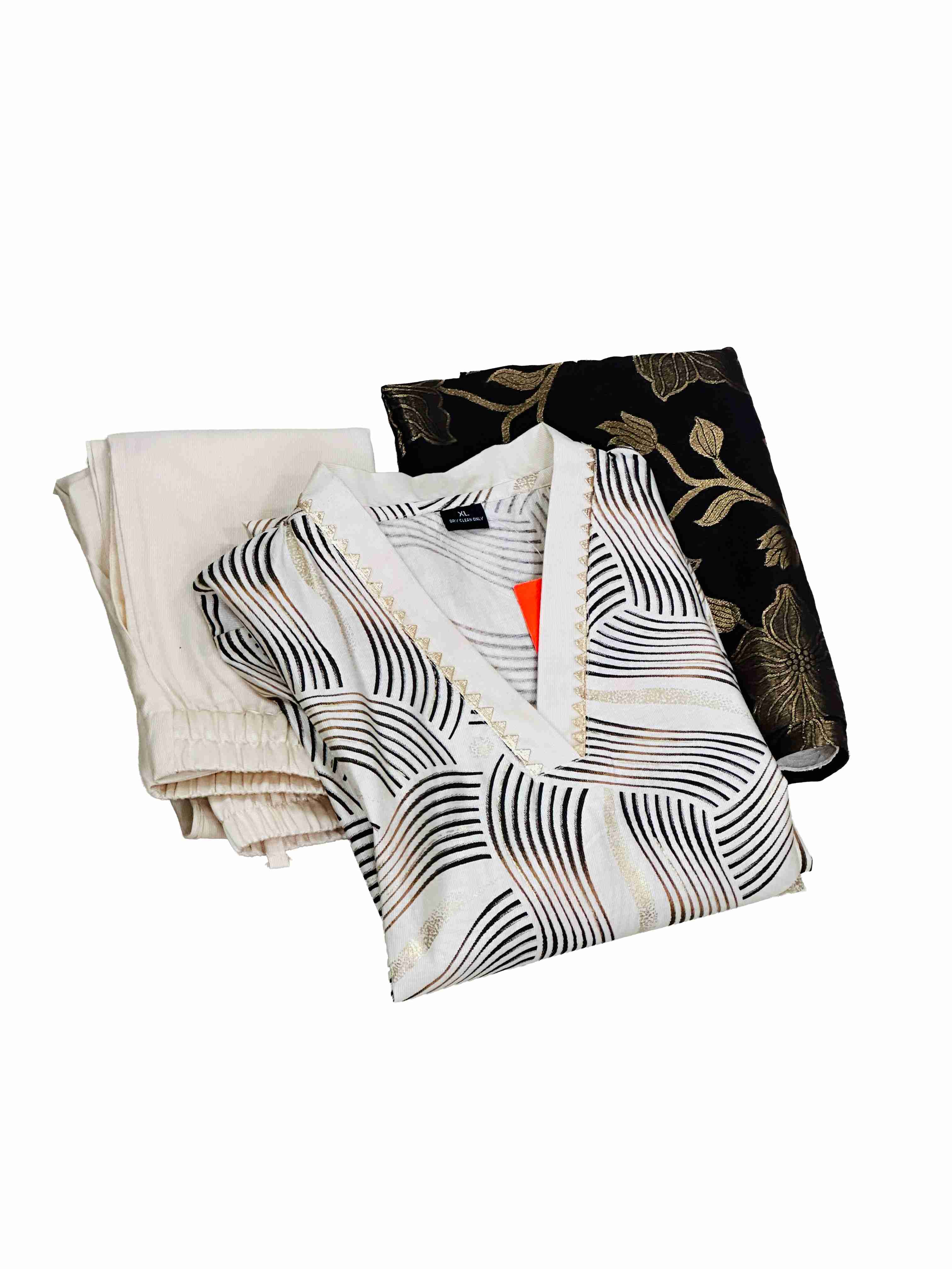 Women Printed Cream 3 Piece Set